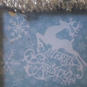 Christmas Shadow Box , Leaping Deer, Snowflakes